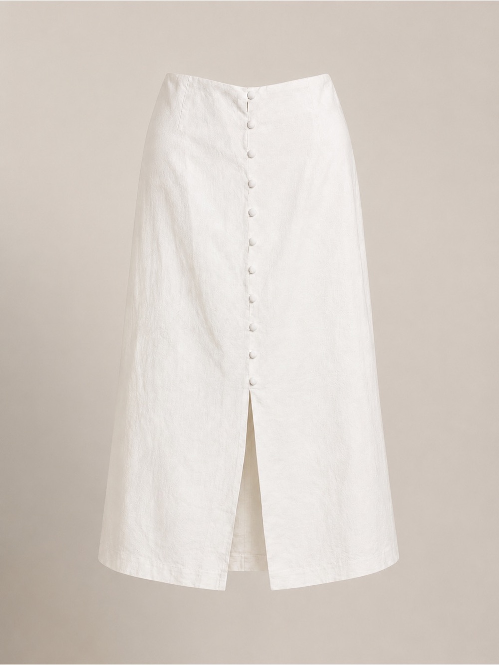 Banana Republic | Linen Blend Button Front High Rise Skirt Ivory White Size 6 - Picture 2 of 9